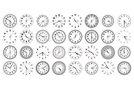 Mechanical clock faces with hands, an Object Illustration by 32pixels