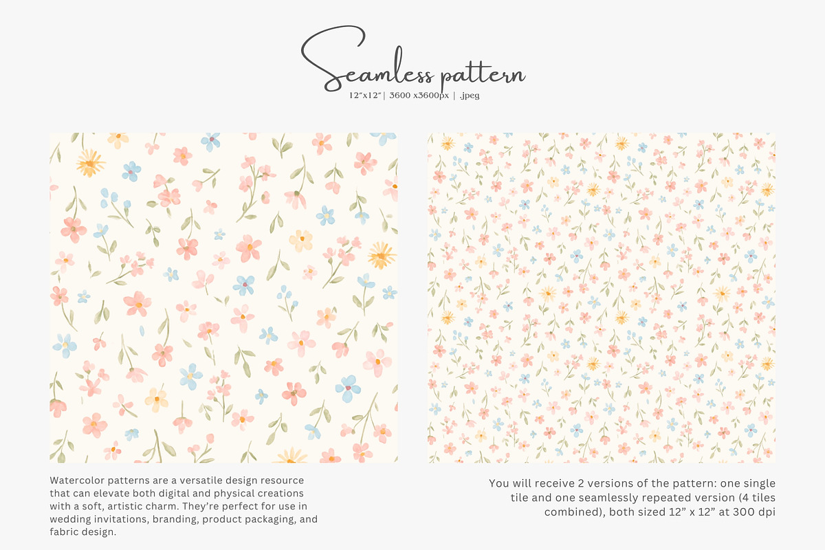 pastel flowers floral pattern, a Pattern Graphic by Pink Studio Art (Photo 3 of 5)