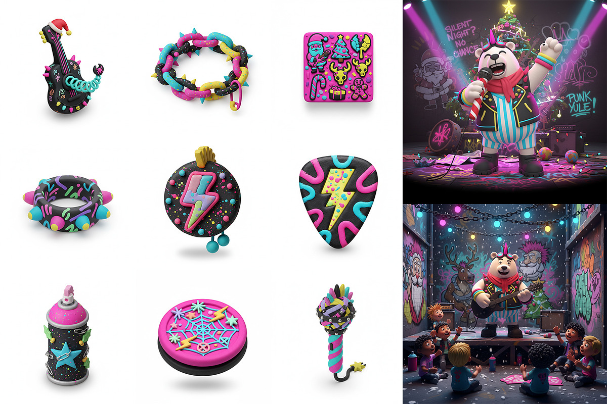 Bobo Spider-Punk, Clay 3D Clipart, a Seasonal Illustration by FactoryType Studio (Photo 8 of 9)