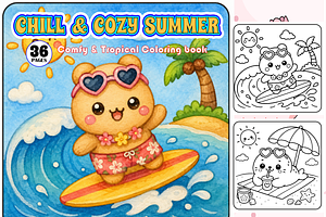 Chill & Cozy Summer Comfy & Tropical, an Animal Illustration by Design Zone