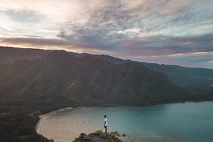 Crouching lion hike hawaii sunset featuring will, rust, and travel