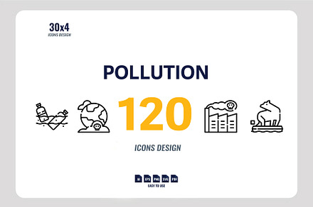 120 Pollution Icon Bundle Set
