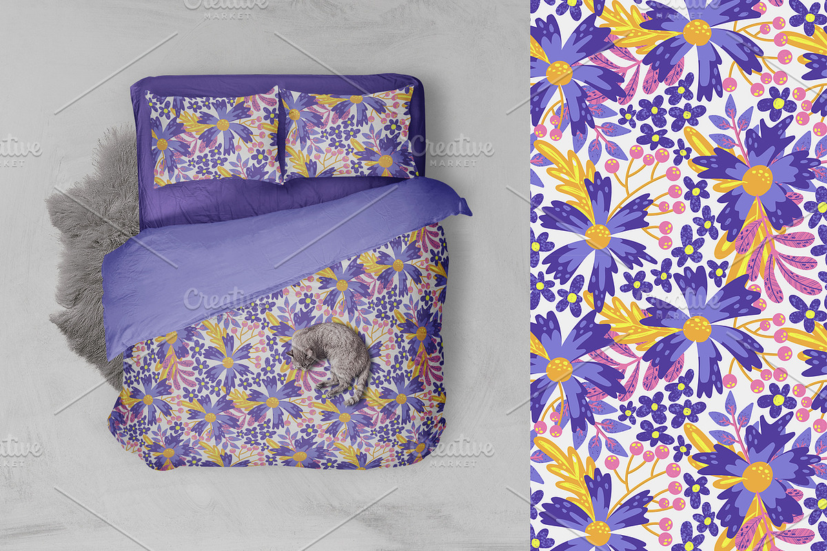 Flower mood seamless pattern, a Pattern Graphic by palllna (Photo 5 of 7)