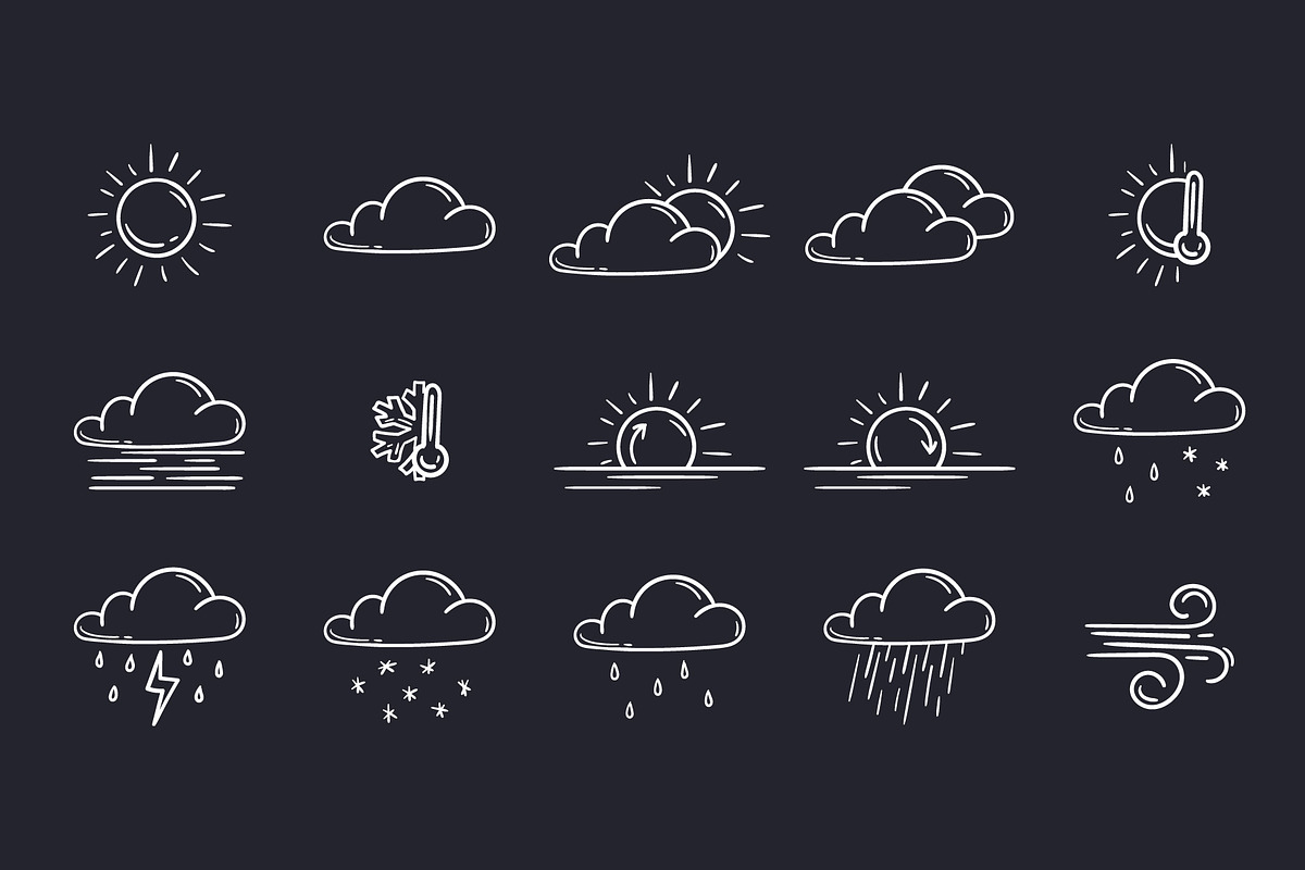 Vector set of weather icons, a Solid Icon by Design by Irihaha (Photo 3 of 3)