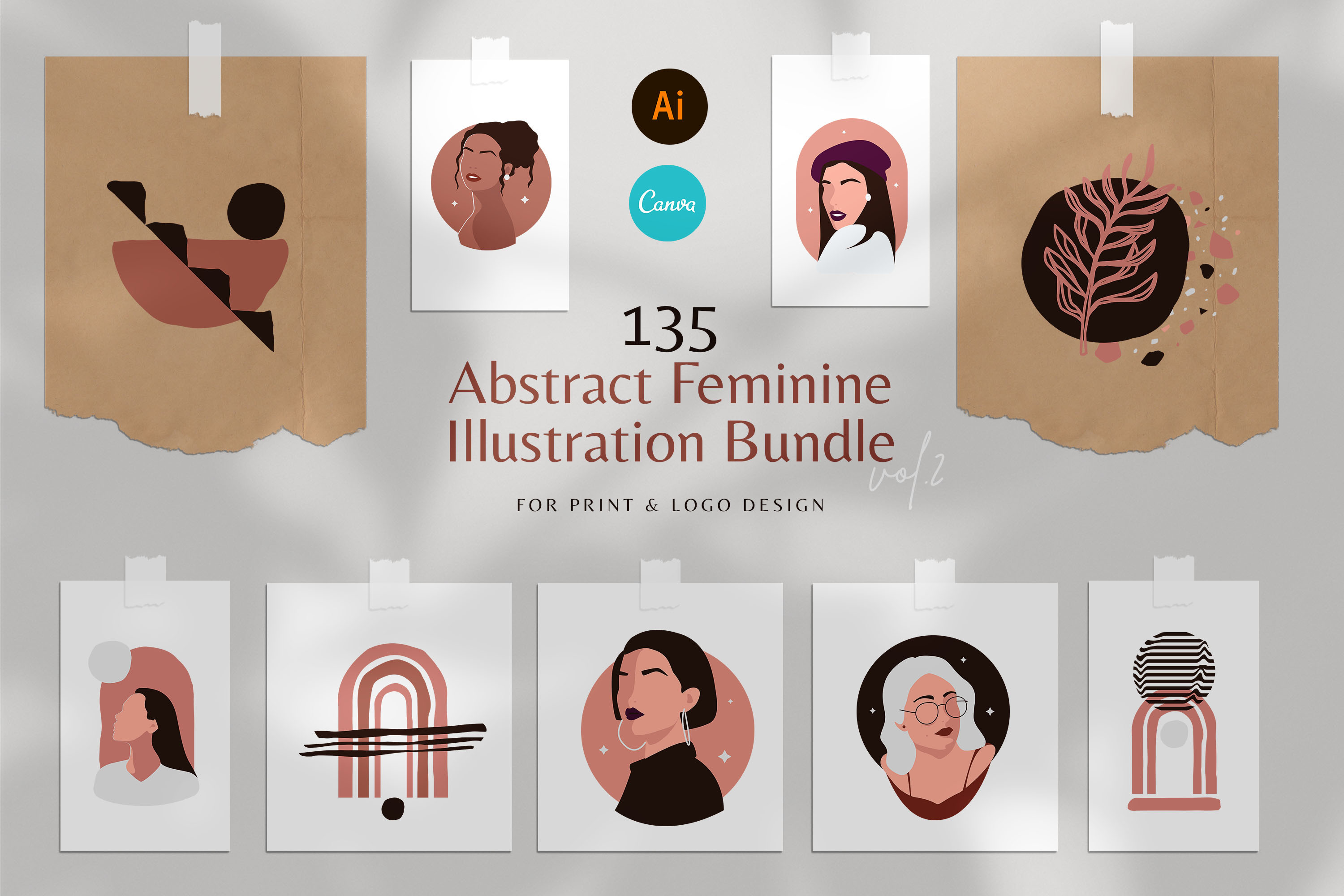 Abstract Feminine Illustrations Kit, an Illustration by AndrewPixel ...
