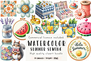 Watercolor Summer Sewing Clipart, an Illustration by CreationArt (Thumbnail 1 of 5)