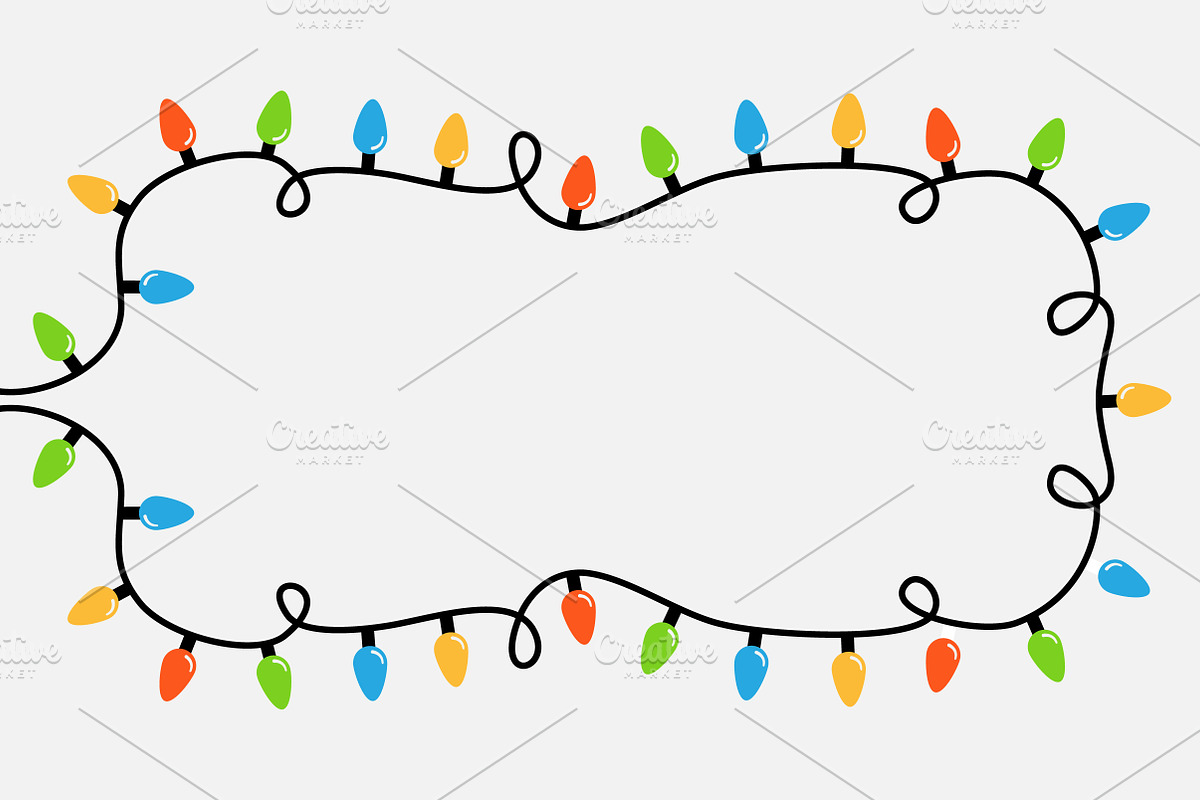Glowing lightbulb garland frame, a Background Graphic by Worldofvector (Photo 1 of 2)