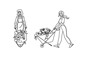 plant garden woman wheelbarrow, a Person Illustration by pikepicture