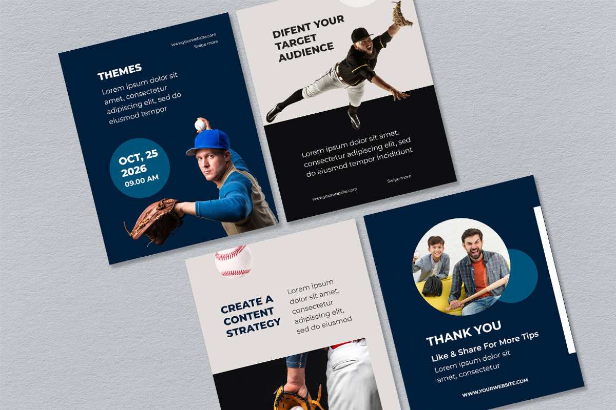 Blue Baseball Instagram Carousel, a Social Media Template by UICreative (Photo 4 of 4)