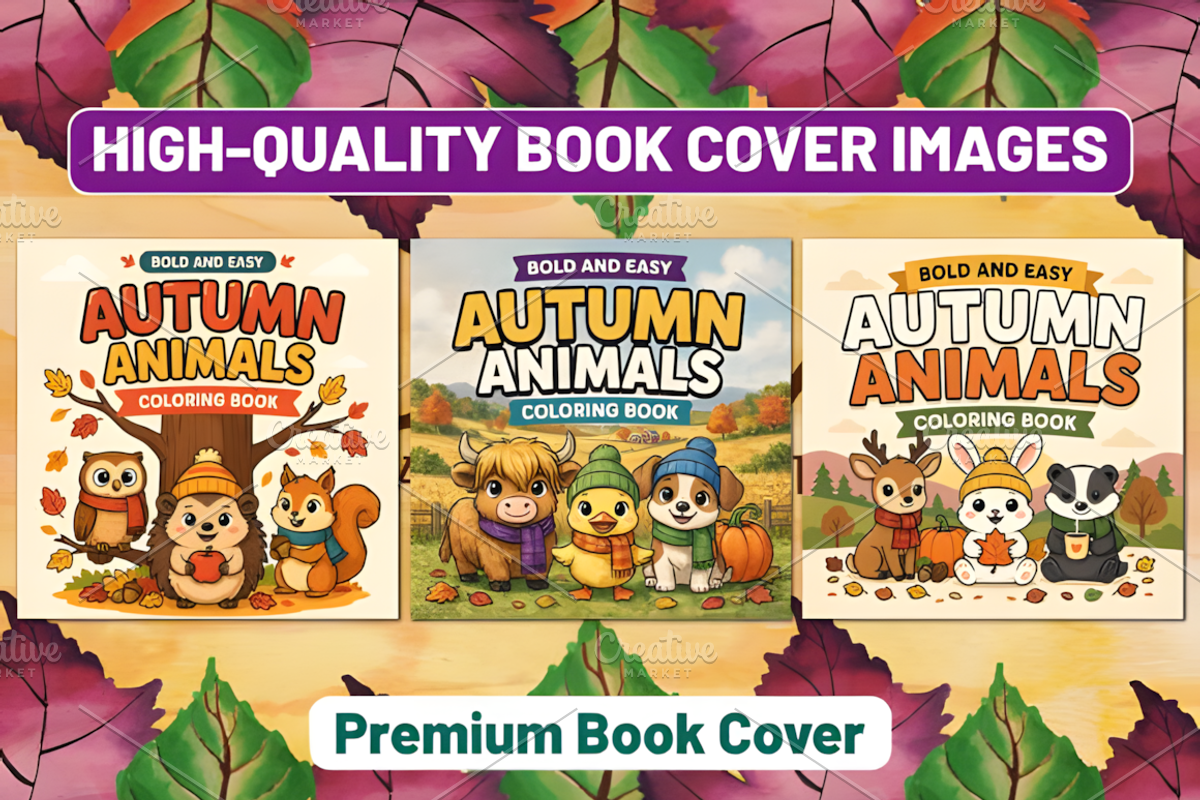 BOLD EASY AUTUMN ANIMALS COLORING, a Seasonal Illustration by Design Station (Photo 3 of 4)