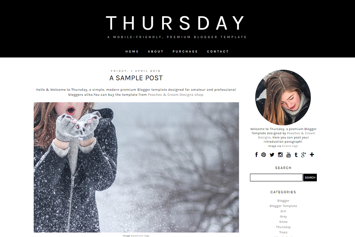 Thursday - Premade Blogger Template, a Websites & App Template by The October Studio
