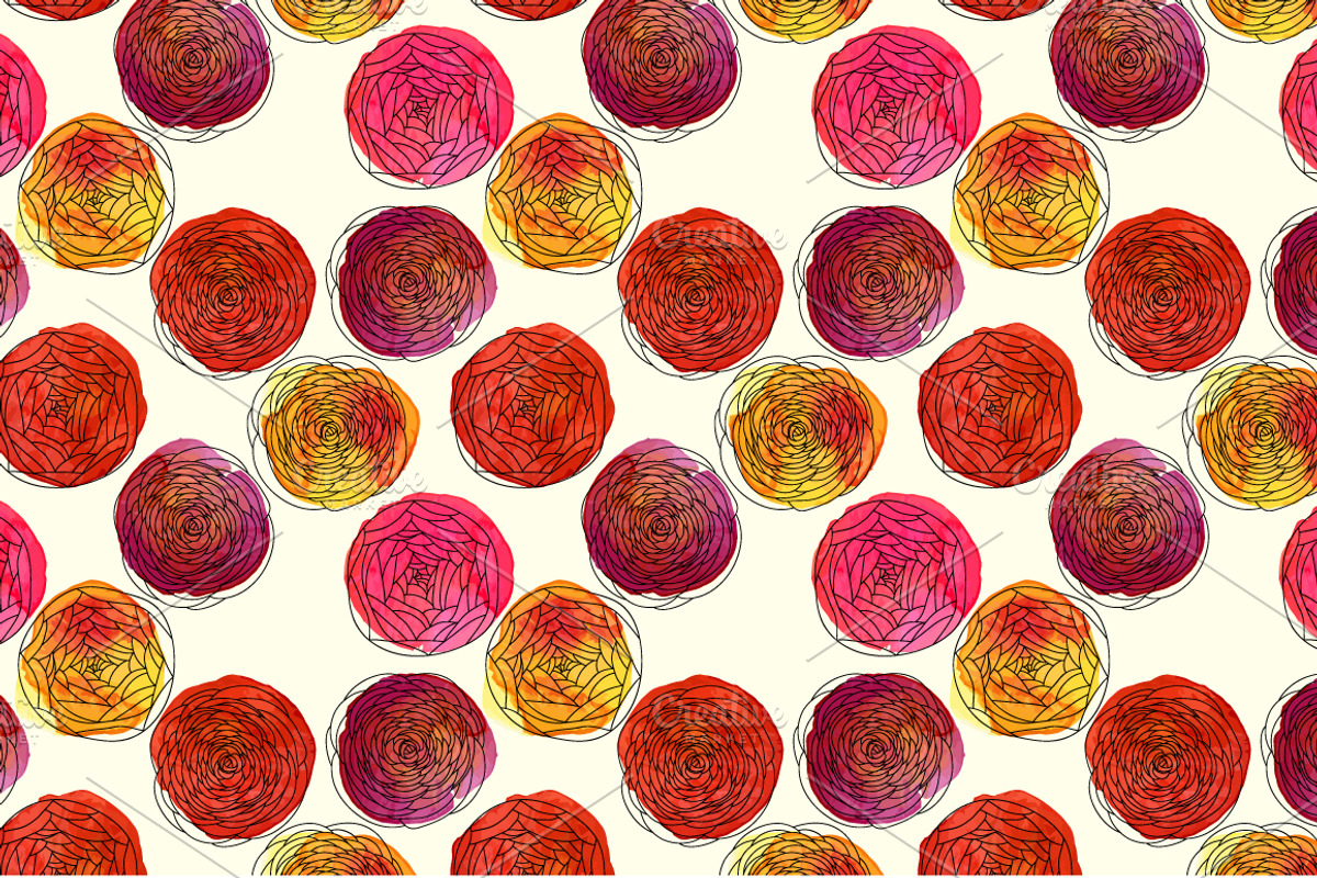 Watercolor patterns set preview 5