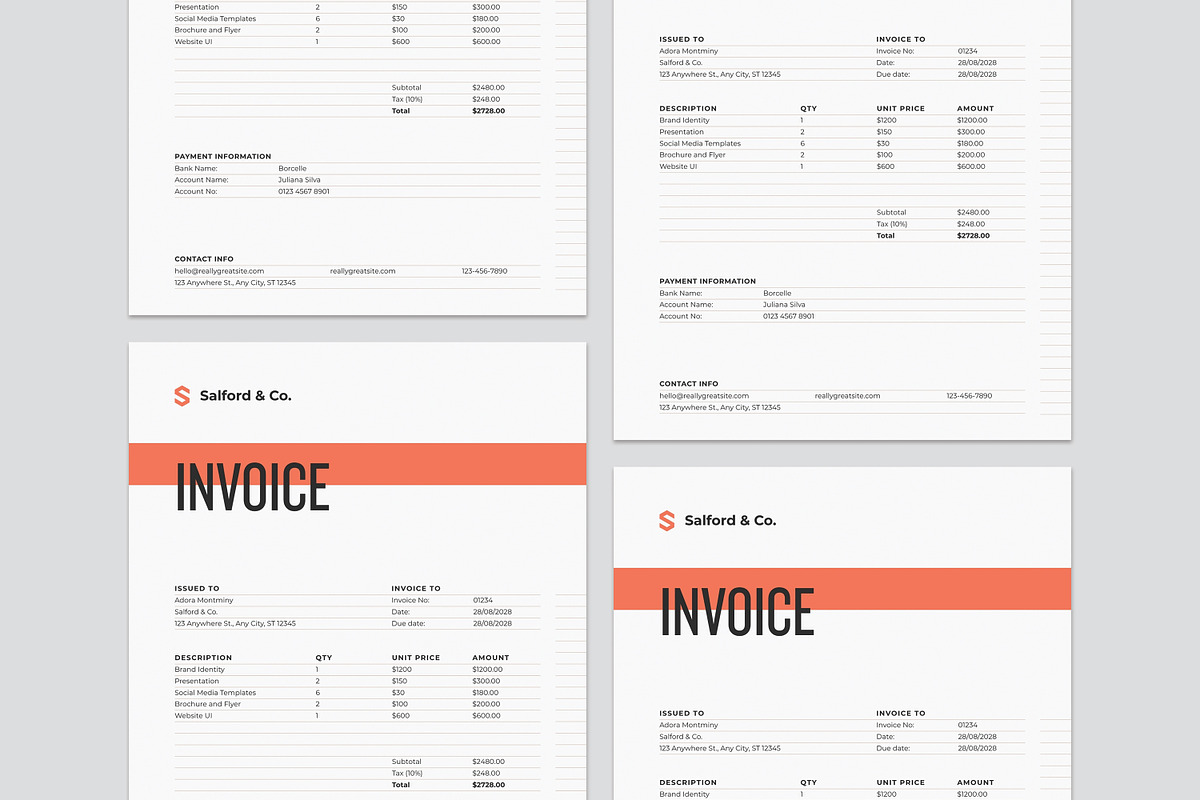 Minimalist Business Invoice Template, a Stationery Template by Amit Debnath (Photo 3 of 3)