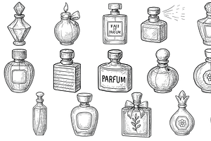 Vintage  Perfume Bottles, an Object Graphic by nikagraphic