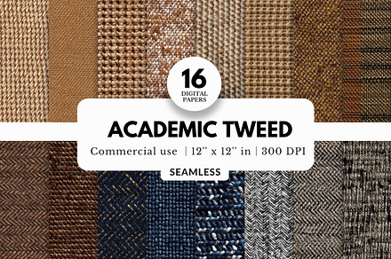 16 Academic Tweed Digital Papers