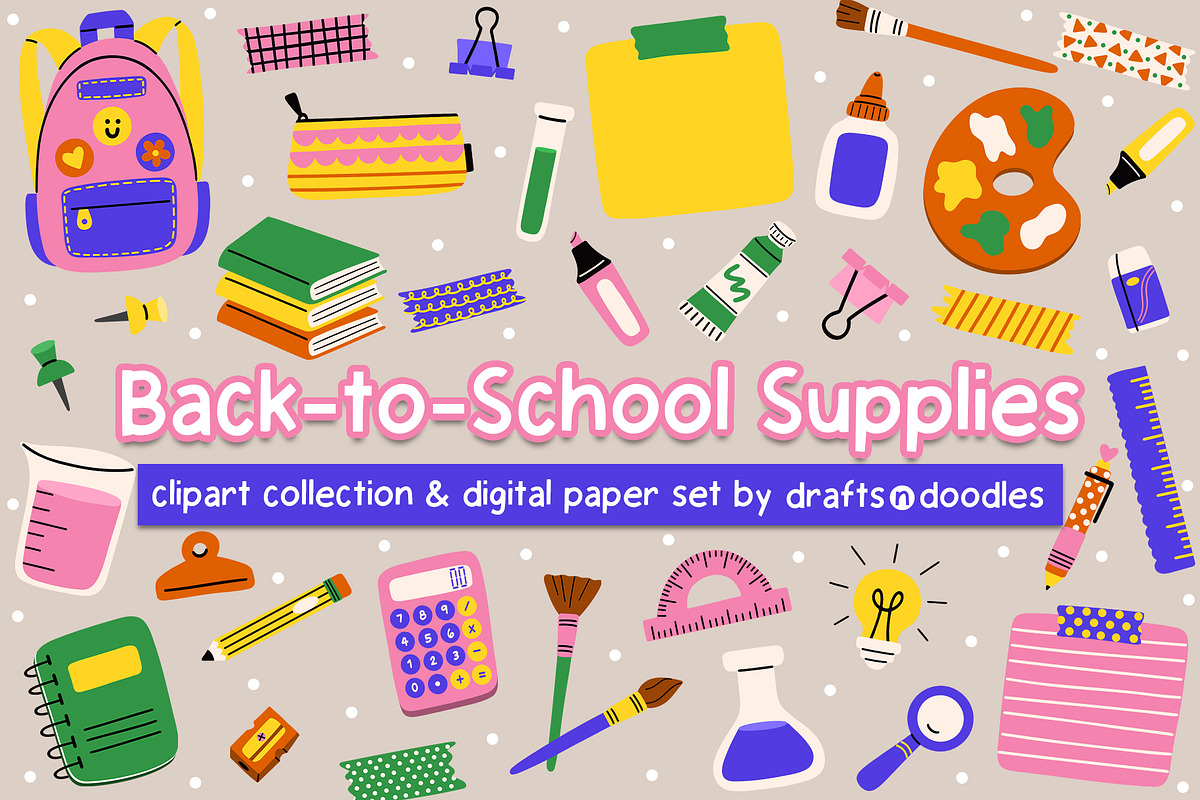 Back to School Clipart and Patterns, a Pattern Graphic by Drafts n Doodles (Photo 1 of 12)