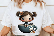 Whimsical Cat Girl Clipart, an Illustration by designcity5 (Thumbnail 5 of 5)