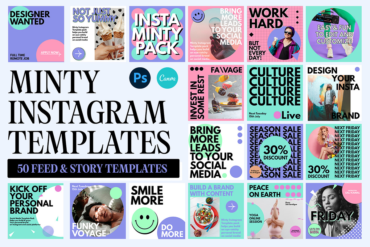 Minty Social Media Templates, a Social Media Template by MindMuse (Photo 1 of 9)