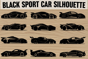 Luxury Sport Car Silhouette Bundle, an Illustration by jahid234