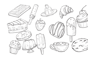 dessert handdrawn collection, an Object Graphic by nikagraphic