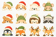 Christmas Peeking Animal Clipart PNG, an Animal Illustration by SugarCloudStudioArt (Thumbnail 3 of 5)