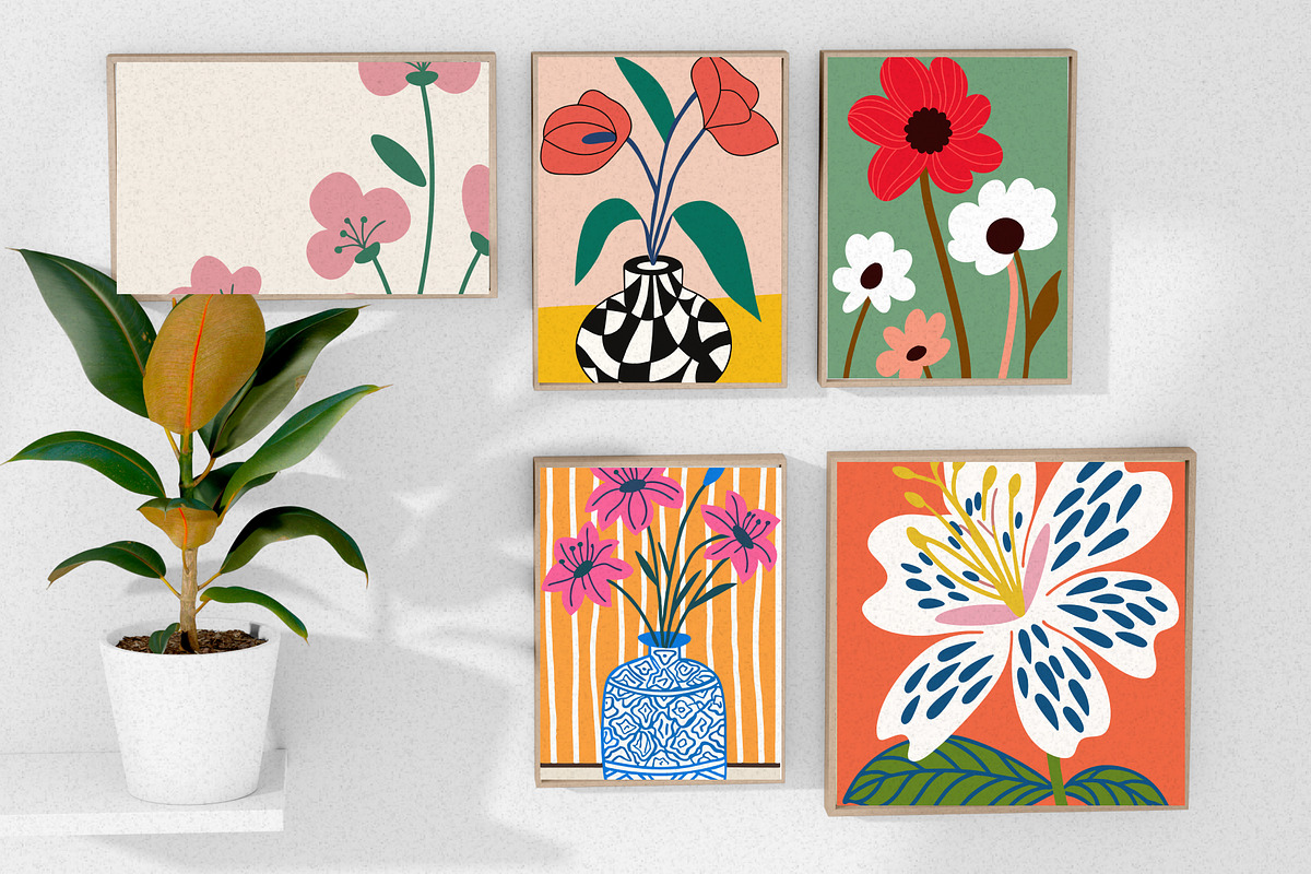 Abstract Flower Prints Set, a Wallpaper Graphic by Helospace (Photo 6 of 10)