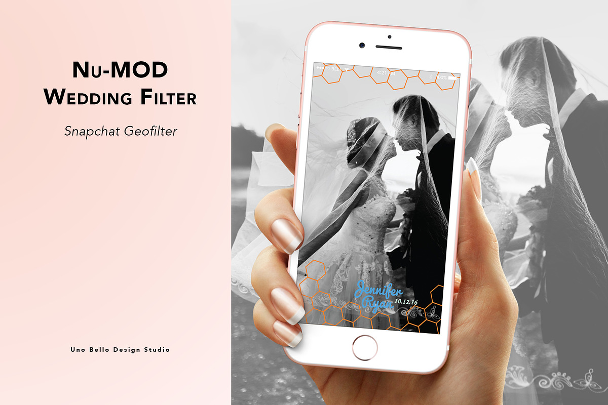 Nu-Mod Wedding Geofilter, a Social Media Template by Uno Bello Design Studio (Photo 1 of 3)