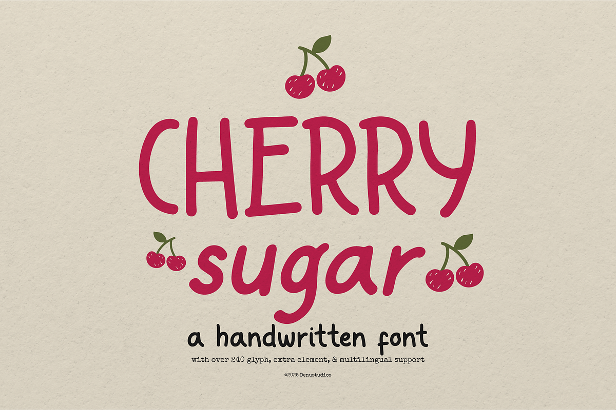 Cherry Sugar | Handwritten Font, a Handwritten Font by Denustudios (Photo 1 of 12)