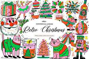 Retro Christmas Sublimation clipart, an Illustration by CreationArt