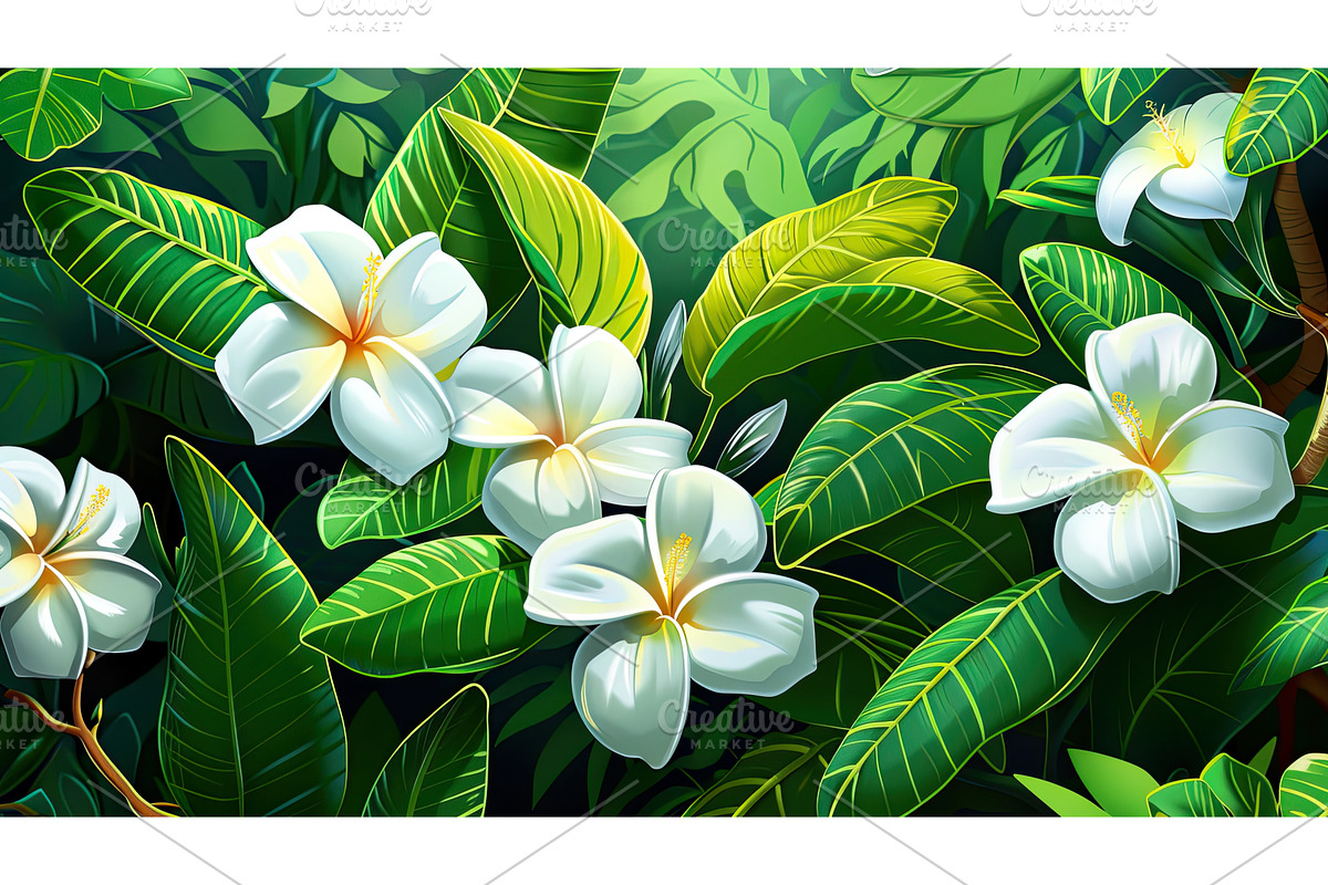 Exotic frangipani blossoms with, an Object Illustration by Lermont51