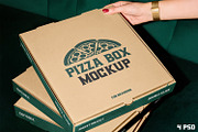 Pizza Box Packaging Branding Mockup, a Packaging Mockup by RamStudio2 (Thumbnail 1 of 6)