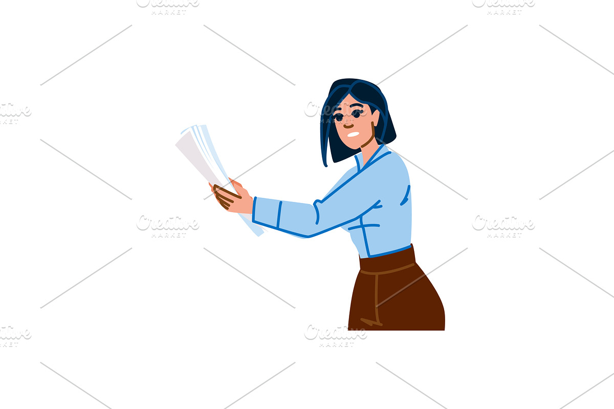 Businesswoman holding documents, a Person Illustration by pikepicture