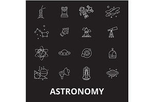 Astronomy Editable Line Icons Vector