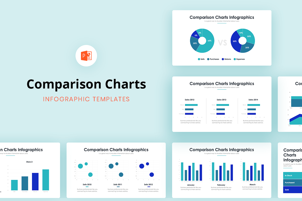 Comparison Charts - PowerPoint 2, a Presentation Template by slidequest