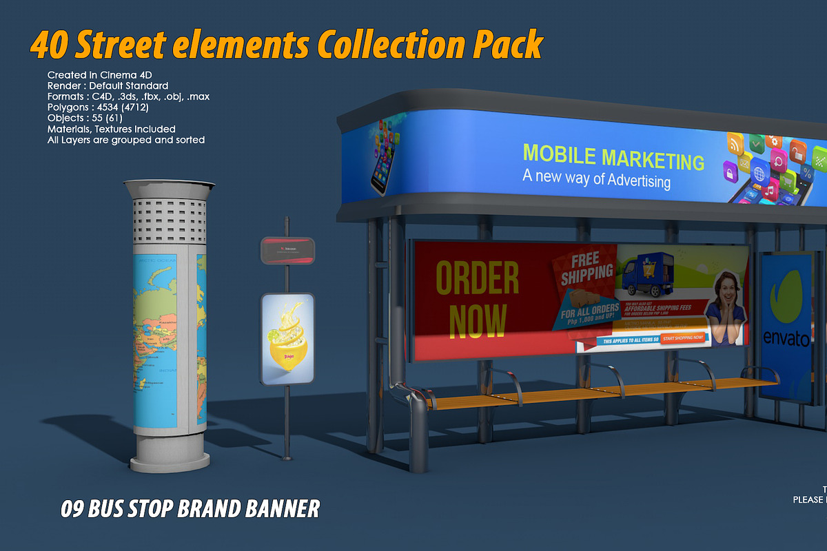 40 Street elements Collection Pack, an Architecture 3D Model by multimedia4ds (Photo 18 of 70)