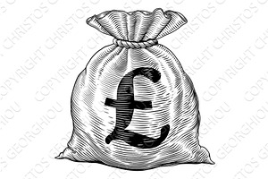 Money Pound Cash Sack Bag Vintage, an Object Illustration by Christos Georghiou