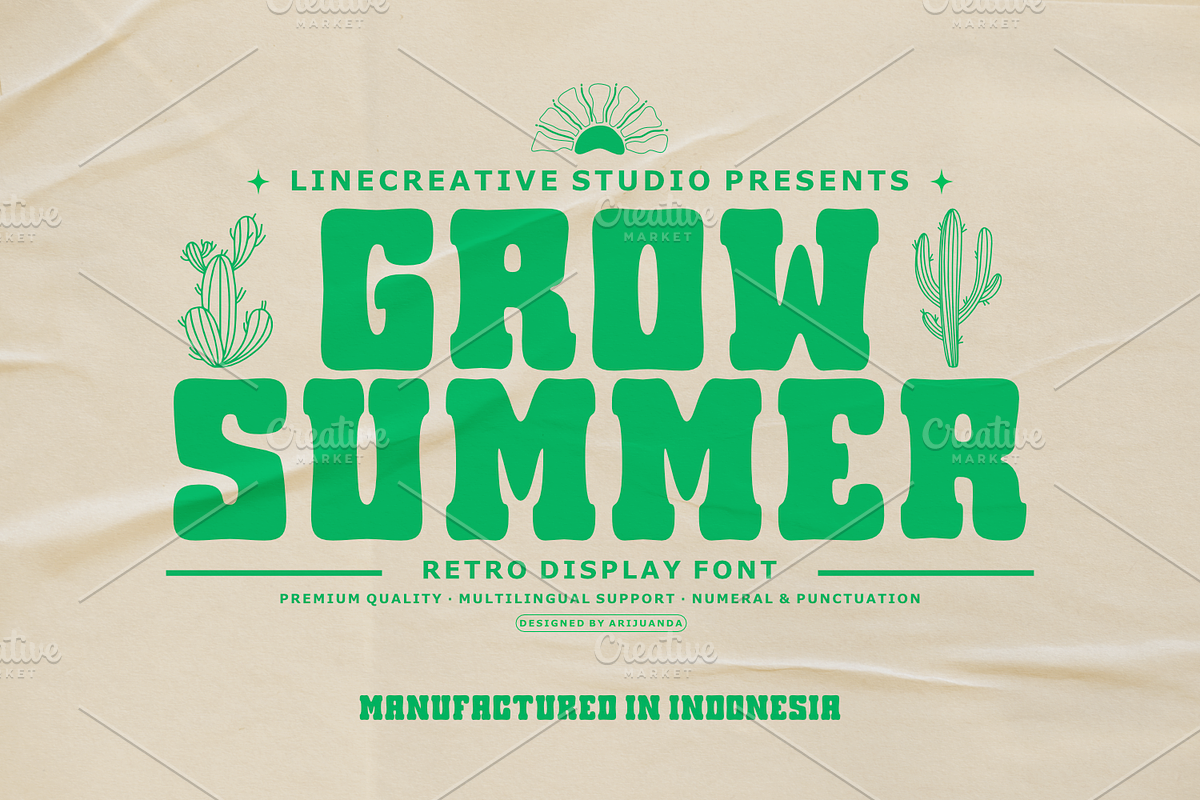 Grow Summer-Retro Display Font, a Serif Font by Linecreative (Photo 1 of 6)