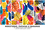 Monstera Leaves, Papayas and Bananas, a Pattern Graphic by Digital Art Creations (Thumbnail 2 of 7)