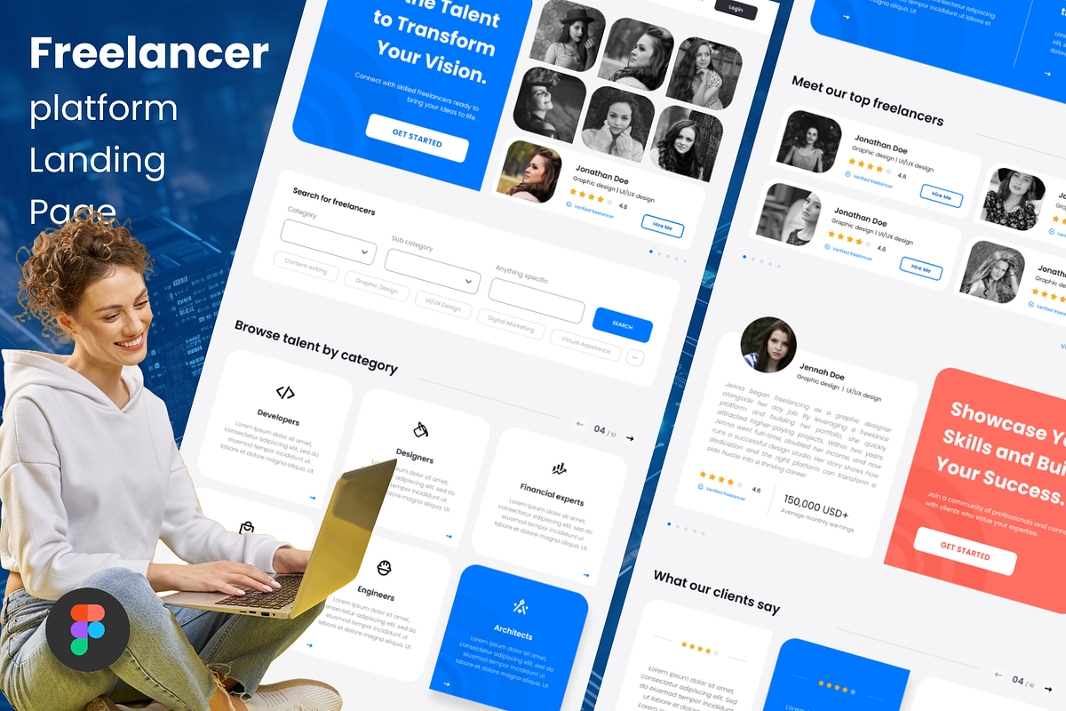 Freelancer finder landing page, a Landing Page Template by anchor_point_heshan
