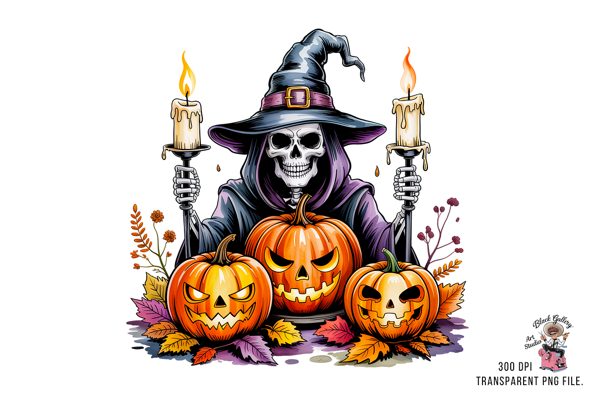 Creepy Skeleton Witch PNG Bundle, a Graphic by Clipart Studio (Photo 2 of 11)