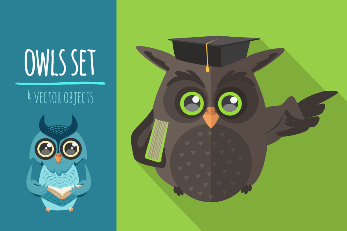 owls set, an Animal Illustration by adi katz (Photo 5 of 5)