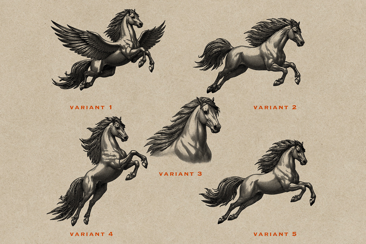 Horse Heraldry Engraving Collection, an Object Graphic by Kaizla03 (Photo 2 of 4)