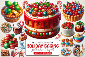 Holiday Baking Watercolor Set, an Illustration by RobertsArt