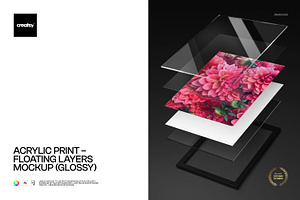 Acrylic Print Floating Layers Mockup, a Merchandise Mockup by creatsy5
