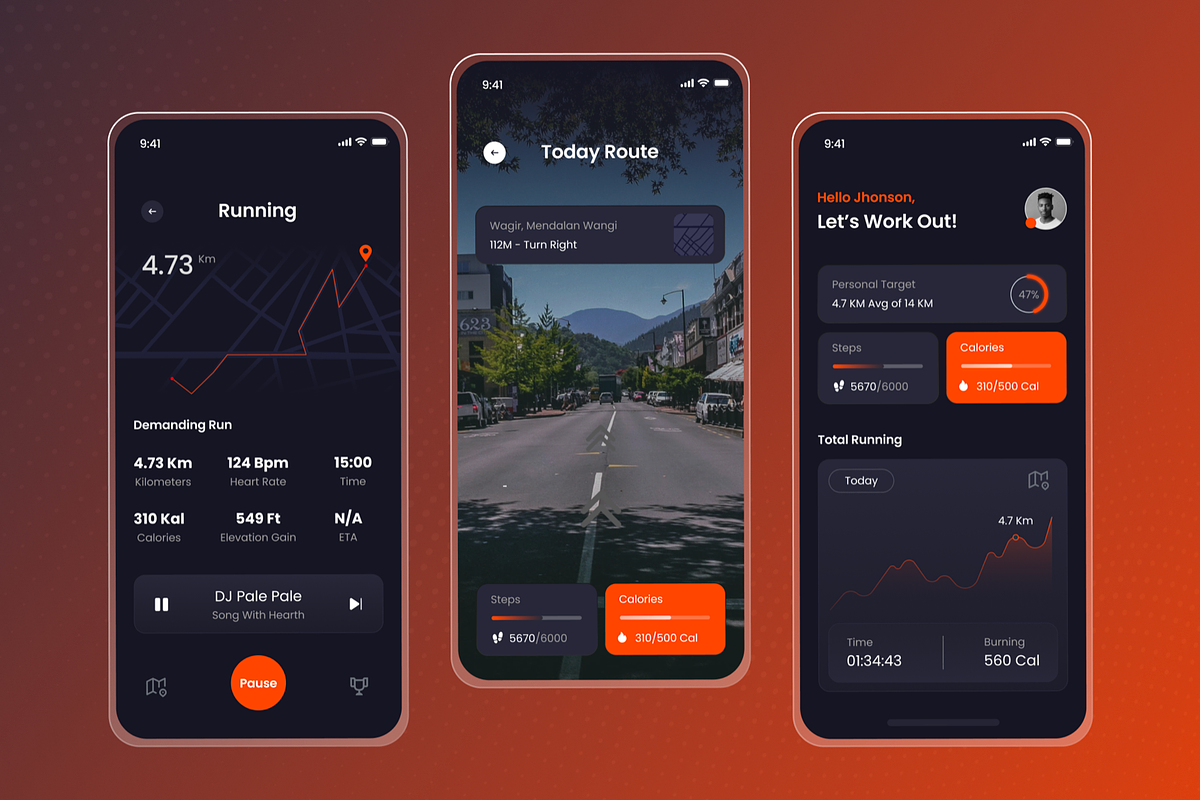 Mbalyuz - Running App Mobile Kits, an UI Kit Template by SquidPixey (Photo 2 of 3)