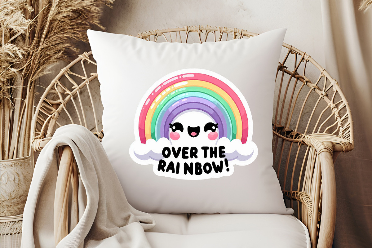 Funny,Over The Rainbow Sticker, an Illustration by DreamCafeArt (Photo 4 of 7)