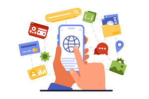 Smartphone Accessing Digital, a Technology Illustration by Flashvector