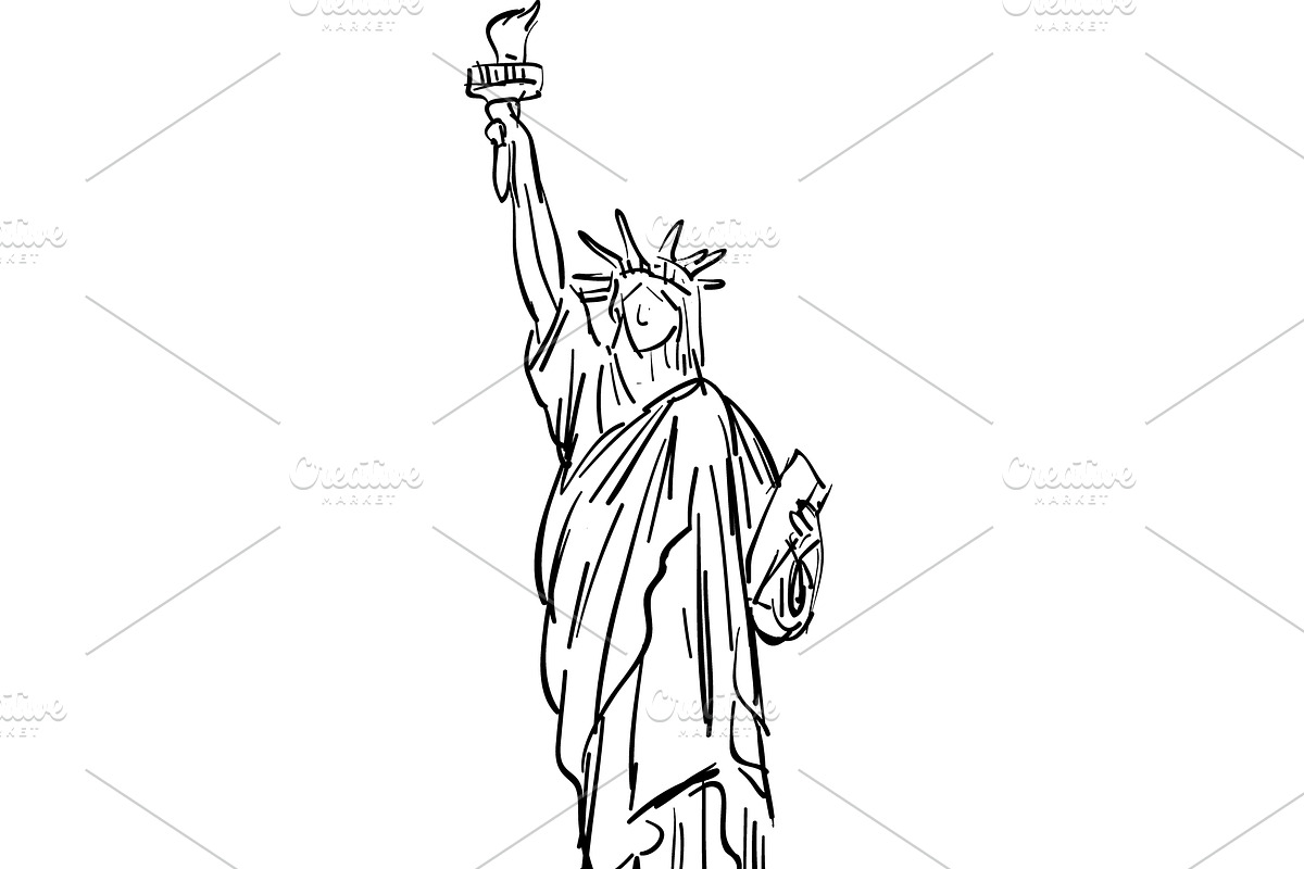 The Statue of Liberty sketch, an Illustration by Den Marty Studio