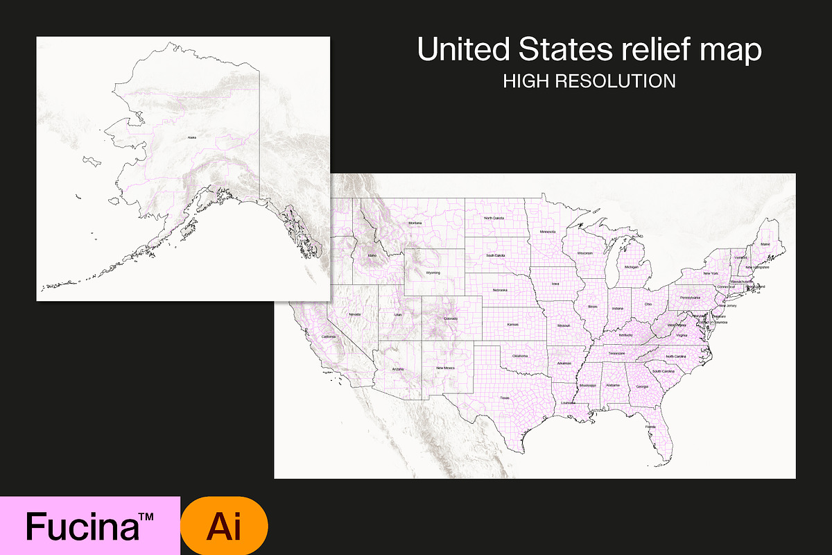 United States Relief Map, a Graphic by Fucina™ (Photo 1 of 5)