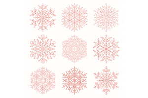 Set of Round Vector Snowflakes With, a Graphic by FineArtStudio